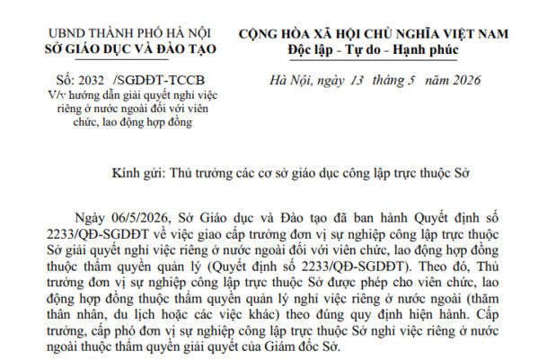 Hướng dẫn giải quyết nghỉ việc riêng ở nước ngoài đối với viên chức, lao động hợp đồng